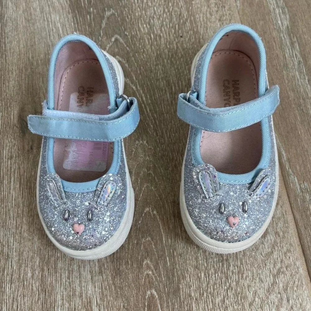Harper Canyon Silver Glitter Bunny Mary Jane Shoes Toddler Size 5
